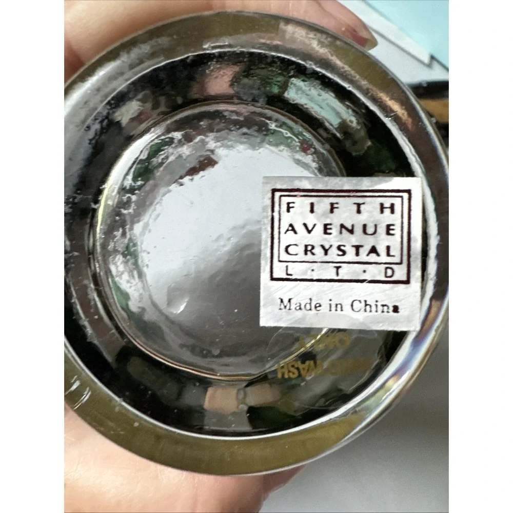 Fifth Avenue Crystal Votives Set of 2 Holly Berry Christmas Decor 4.5 Inches